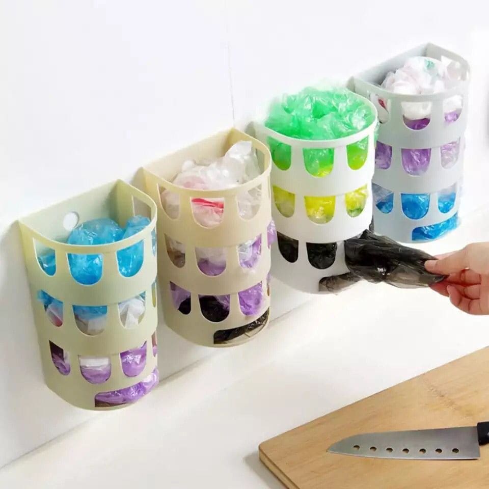 Wall-Mounted Garbage Bags Storage Basket, Multipurpose Plastic Bags Holder, Plastic Carrier Basket, Hollow Trash Bag Storage Holder Wall-Mounted Garbage Bags Storage Basket, Multipurpose Plastic Bags Holder, Plastic Carrier Basket, Hollow Trash Bag Storage Holder
